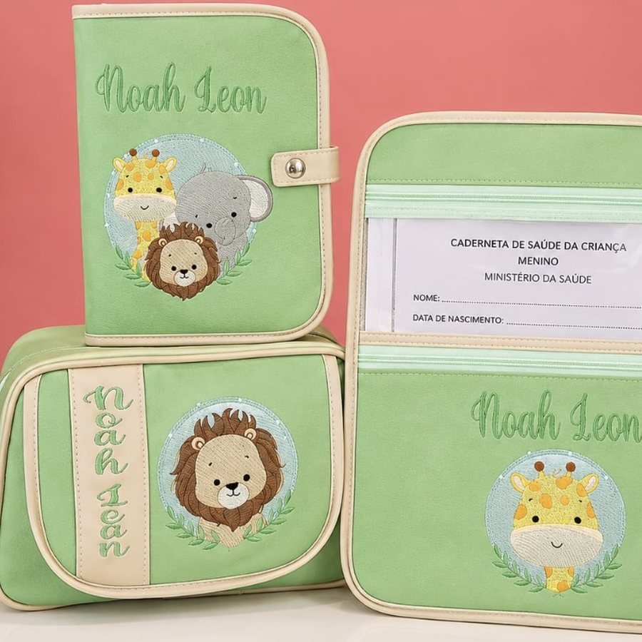 Kit Acessórios Safari personalizado com nome bordado - Lene Mimos