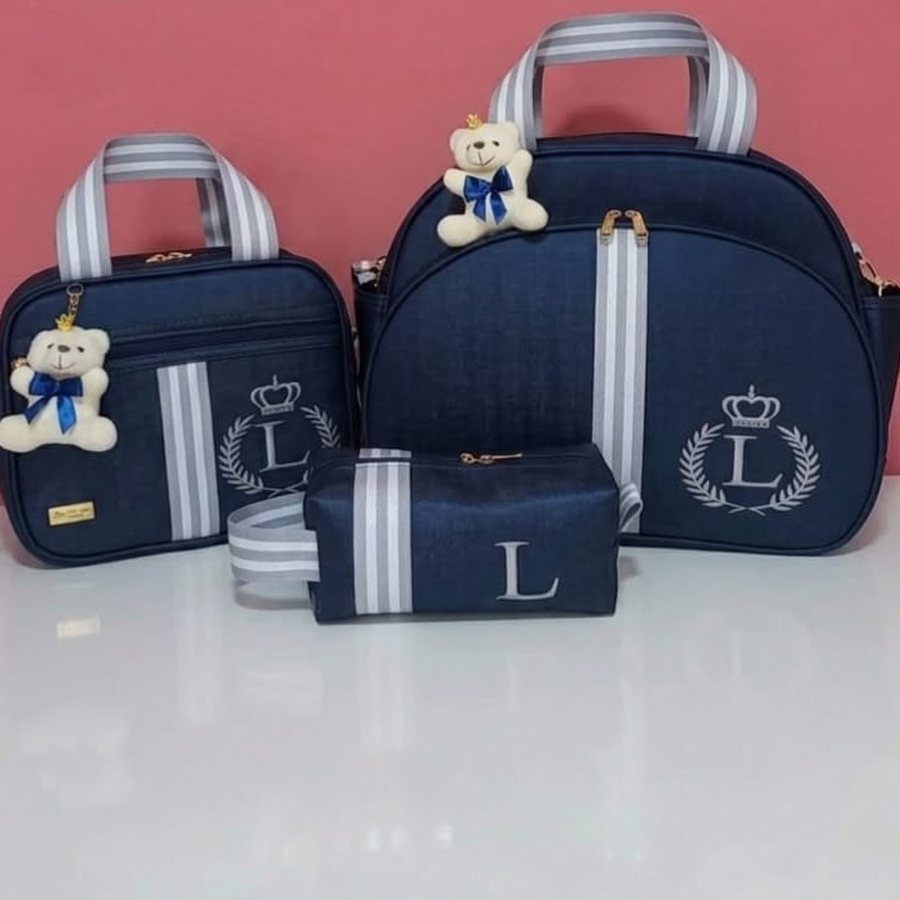 Kit Urso Rei personalizado com nome bordado - Lene Mimos