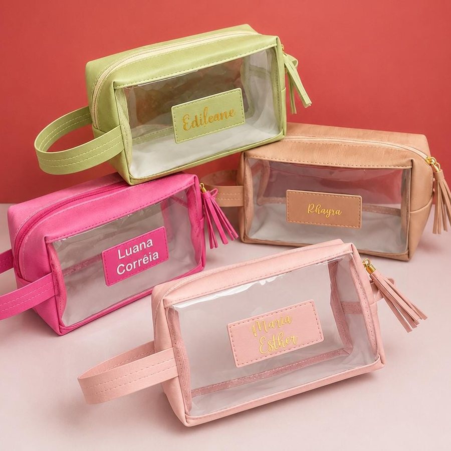 Necessaire Cristal personalizado com nome bordado - Lene Mimos